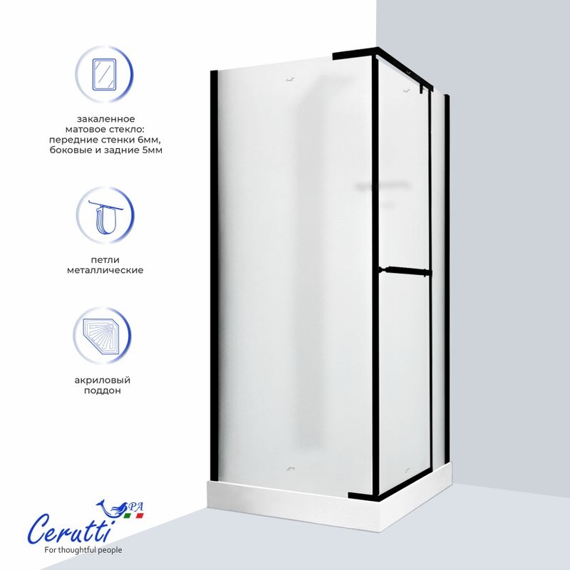 Душевая кабина Ceruttispa Chika 901BF 90x90 профиль черный матовый