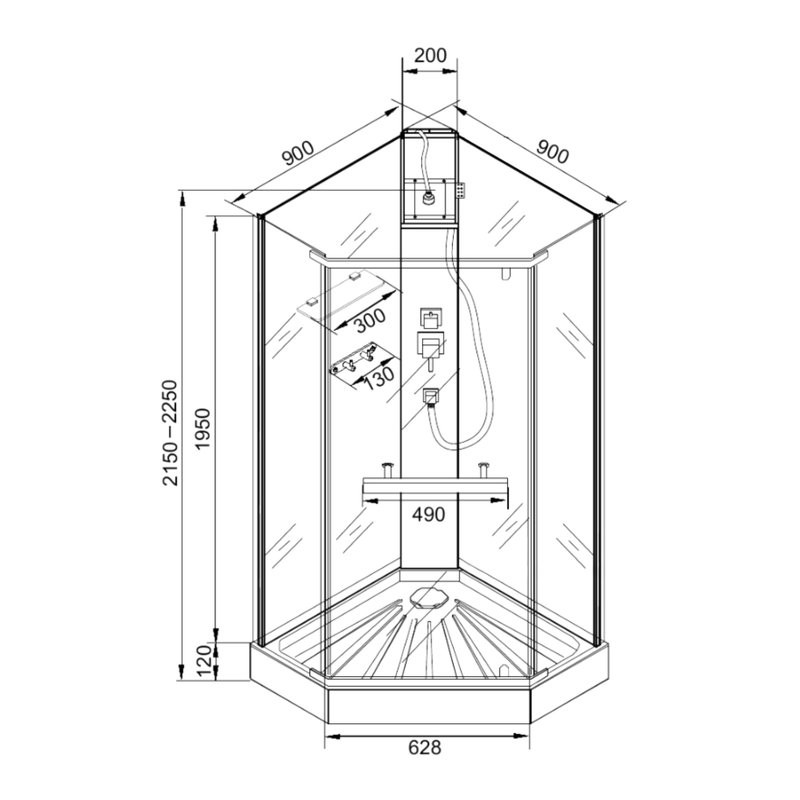 Душевая кабина Ceruttispa Chika 901BF 90x90 профиль черный матовый