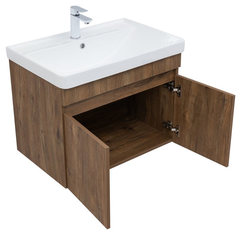 Тумба с раковиной Aquanet Оптима 70 подвесная, дуб рустикальный