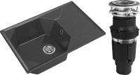 Комплект Мойка GranFest Unique GF-U-740L графит + Измельчитель Bone Crusher BC 610-AS