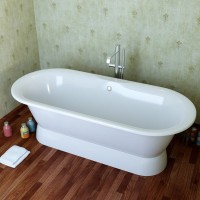 Ванна из искусственного камня Фэма Феррара без опоры 170x80 см, отдельностоящая, белая, овальная, с подиумом
