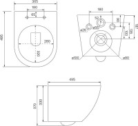 Комплект IDDIS BASBQ02i73 Унитаз подвесной, с микролифтом + Система инсталляции + Кнопка смыва матовая черная