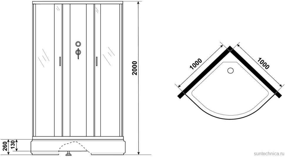 Душевая кабина Niagara Classic NG-3502-14BK 100х100 см, без крыши