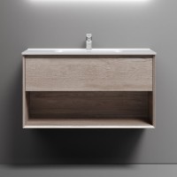 Тумба с раковиной Sancos Marmi 1.0 90 дуб галифакс натуральный, раковина CN7002