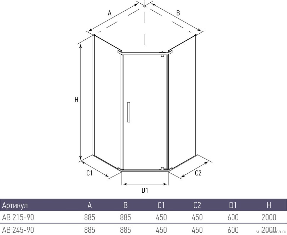 Душевой уголок Alex Baitler AB215-90