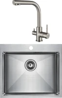 Комплект Мойка кухонная Paulmark Velten PM805951-BS брашированная нержавеющая сталь + Смеситель Essen Es213011-NI никель + Фильтр Refine System