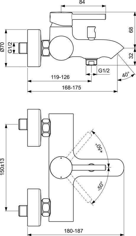 Душевой комплект Смеситель Ideal Standard Ceraline BC199AA + Стойка IdealRain A6281AA