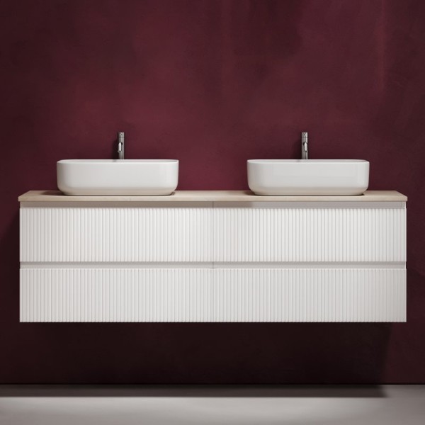 Тумба с раковиной Sancos Snob T 160 bianco, столешница бежевая TT160A2X, раковина CN5043