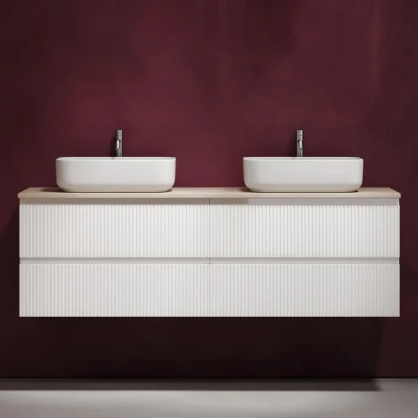 Тумба с раковиной Sancos Snob T 160 bianco, столешница бежевая TT160A2X, раковина CN5043