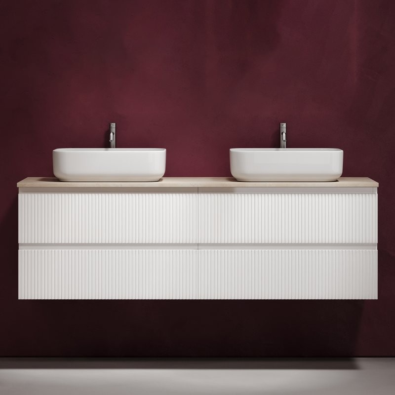 Тумба с раковиной Sancos Snob T 160 bianco, столешница бежевая TT160A2X, раковина CN5043