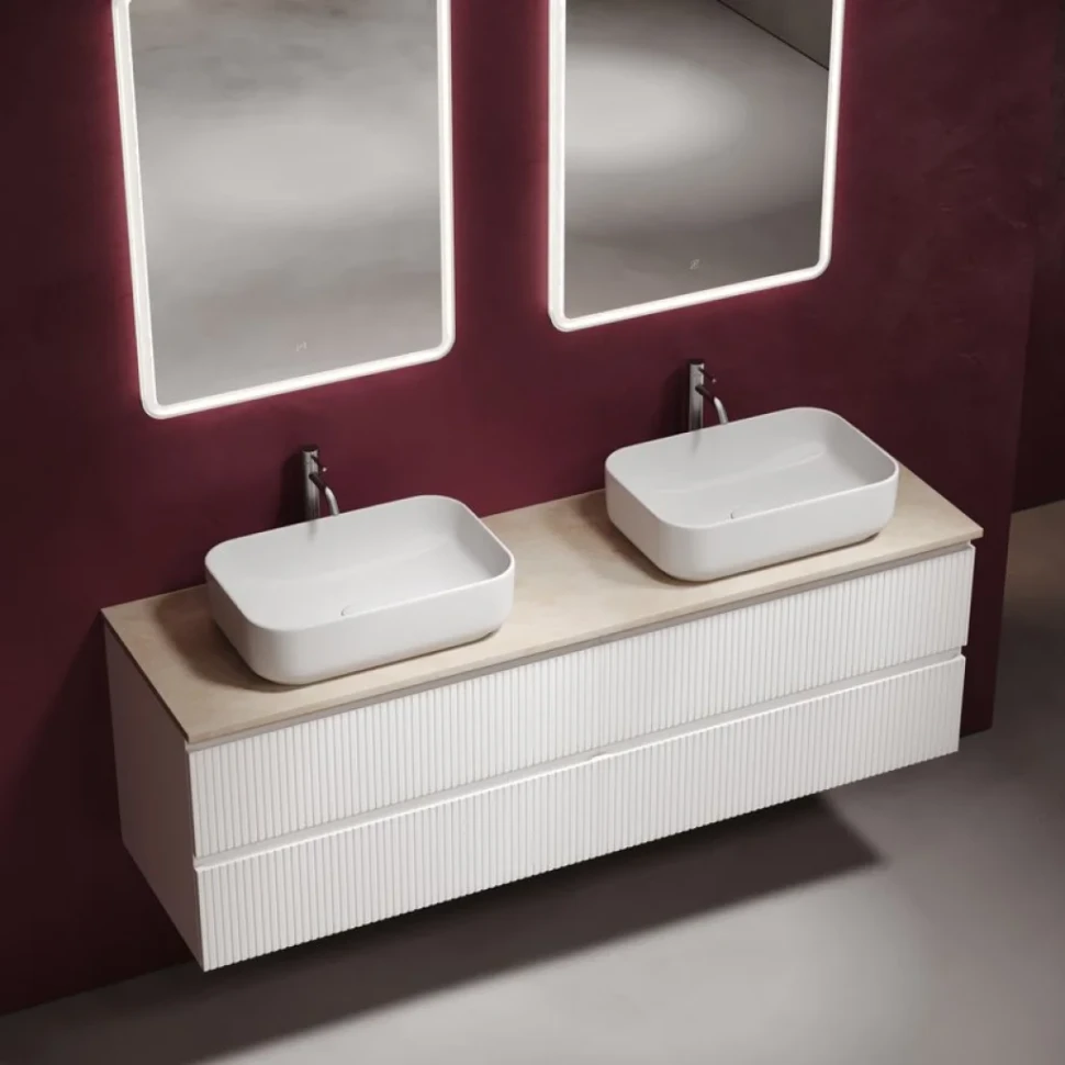 Тумба с раковиной Sancos Snob T 160 bianco, столешница бежевая TT160A2X, раковина CN5043