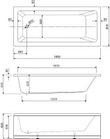 Акриловая ванна Cezares Plane Solo Mini 180x80 см, пристенная, белая, на ножках
