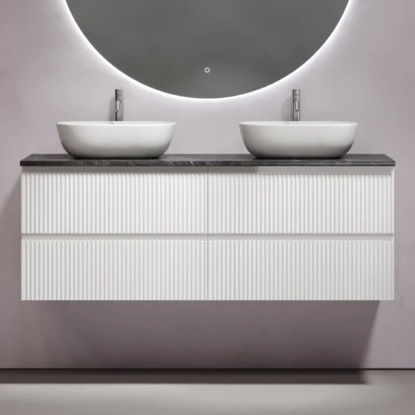 Тумба с раковиной Sancos Snob R 140 bianco, столешница черный мрамор TT140A1X, раковина CN6009