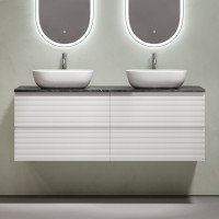 Тумба с раковиной Sancos Folk 140 bianco, столешница черный мрамор TT140A1X, раковина CN6009