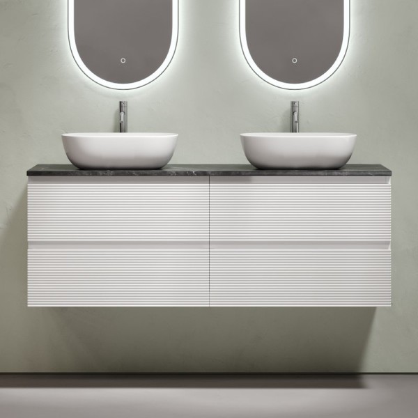 Тумба с раковиной Sancos Folk 140 bianco, столешница черный мрамор TT140A1X, раковина CN6009