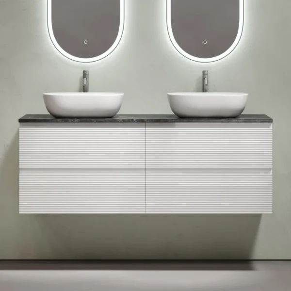 Тумба с раковиной Sancos Folk 140 bianco, столешница черный мрамор TT140A1X, раковина CN6009