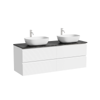 Тумба с раковиной Sancos Folk 140 bianco, столешница черный мрамор TT140A1X, раковина CN6009