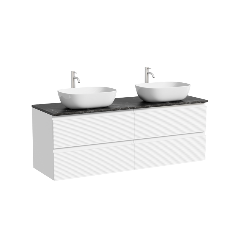 Тумба с раковиной Sancos Folk 140 bianco, столешница черный мрамор TT140A1X, раковина CN6009