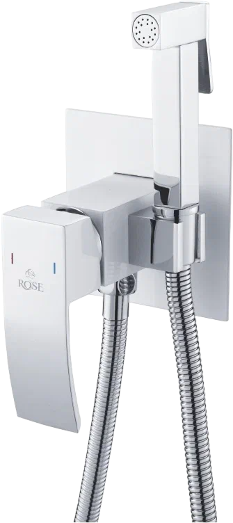 Гигиенический душ Rose R1505F со смесителем, С ВНУТРЕННЕЙ ЧАСТЬЮ, белый,хром