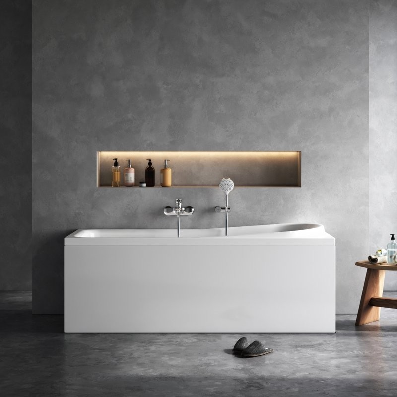 Акриловая ванна AM.PM Like 170x70 см, пристенная, белая, с каркасом