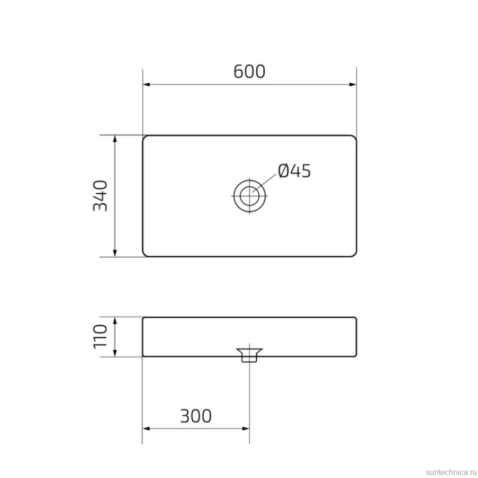 Накладная раковина GID Geometrico Wm9396 60 матовая белая, прямоугольная, фаянс