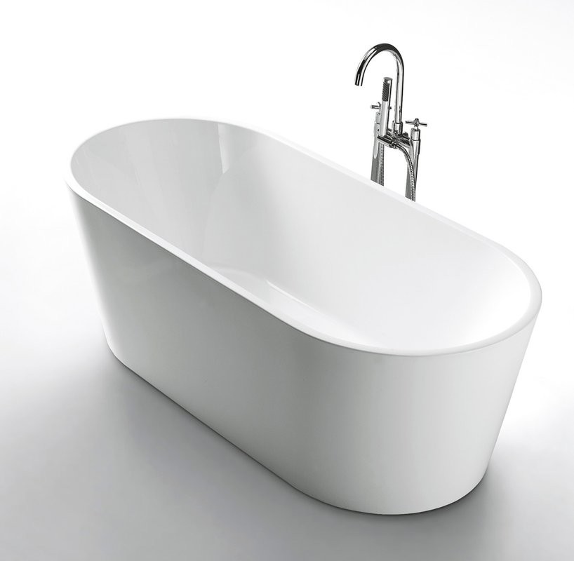 Акриловая ванна BelBagno BB202-1600-800 160x80 см, отдельностоящая, белая, овальная, на ножках, со сливом-переливом