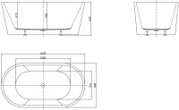 Акриловая ванна BelBagno BB202-1600-800 160x80 см, отдельностоящая, белая, овальная, на ножках, со сливом-переливом