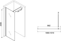 Душевая перегородка Abber Immer Offen AG61101R8 100 см, профиль черный, стекло рифленое