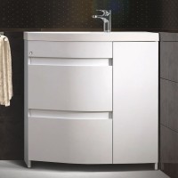 Тумба с раковиной Belux Токио 80 L напольная, белая глянцевая