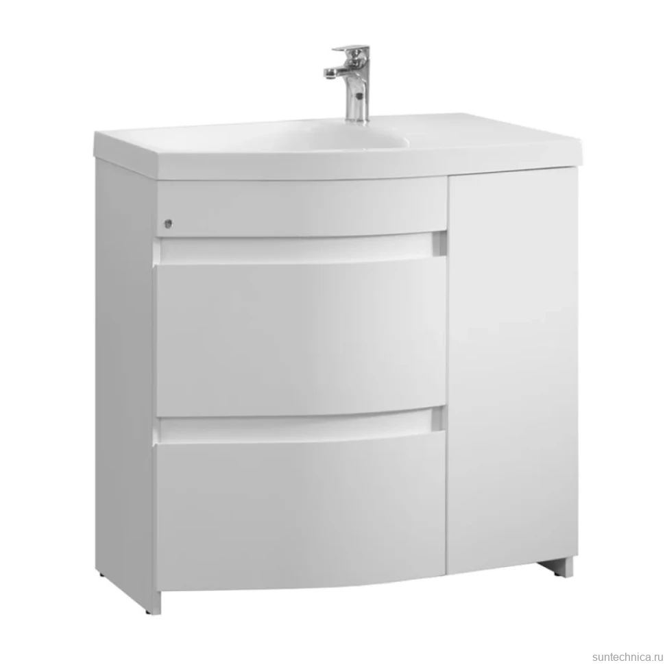 Тумба с раковиной Belux Токио 80 L напольная, белая глянцевая