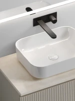 Тумба под раковину со столешницей Sancos Snob T 80 beige soft, столешница бежевая