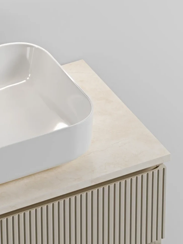 Тумба под раковину со столешницей Sancos Snob T 80 beige soft, столешница бежевая