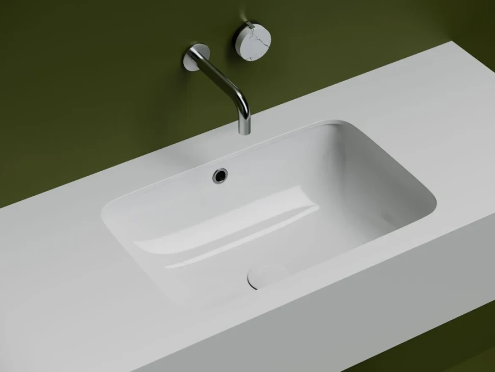 Мебельная раковина Ceramicanova Element CN7018 54 встраиваемая снизу, белая, прямоугольная, фарфор