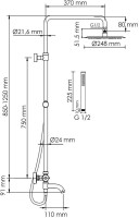 Душевая стойка Wasserkraft Elbe 7400 A288.258.217.BM Thermo с термостатом, черная