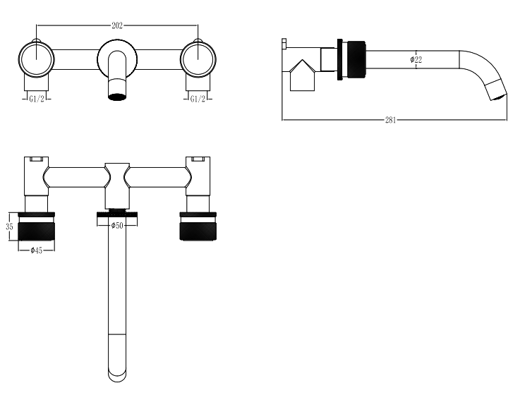 Смеситель для раковины Boheme Aura 152-2-G-A С ВНУТРЕННЕЙ ЧАСТЬЮ, золото