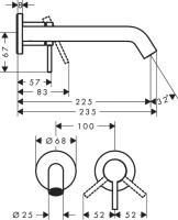 Смеситель для раковины Hansgrohe Tecturis S 73351700 С ВНУТРЕННЕЙ ЧАСТЬЮ матовый белый