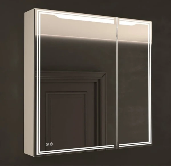 Зеркало-шкаф Art&Max Merano L 80х80 белое, с LED-подсветкой, 6000К