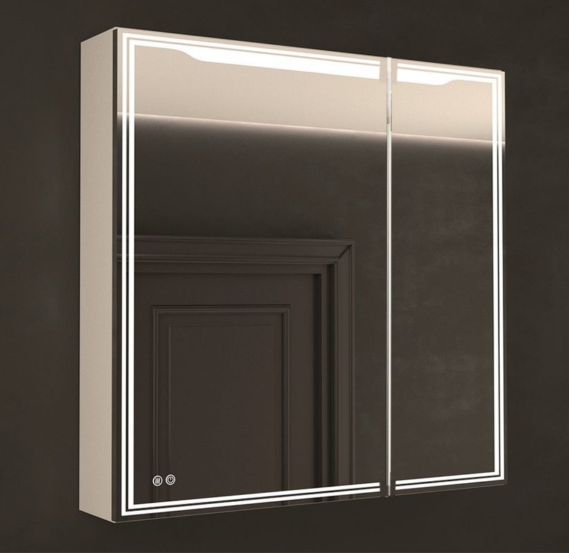 Зеркало-шкаф Art&Max Merano L 80х80 белое, с LED-подсветкой, 6000К