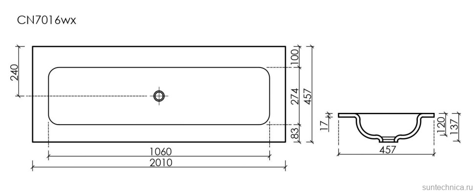 Накладная раковина Ceramicanova Grace прямоугольная без отверстия под смеситель 121 см CN7016wx