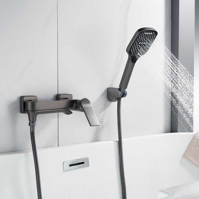 Смеситель для ванны с душем Shevanik S4102T оружейная сталь