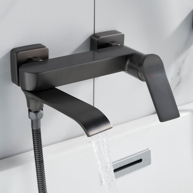 Смеситель для ванны с душем Shevanik S4102T оружейная сталь