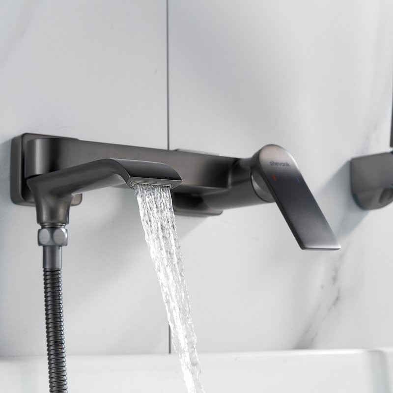 Смеситель для ванны с душем Shevanik S4102T оружейная сталь