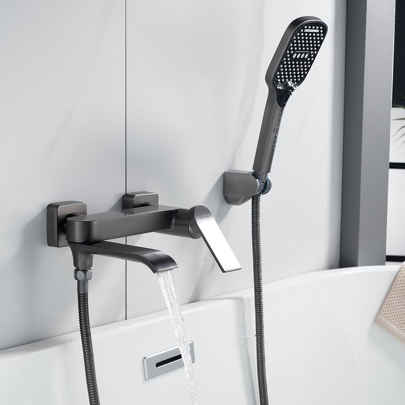 Смеситель для ванны с душем Shevanik S4102T оружейная сталь