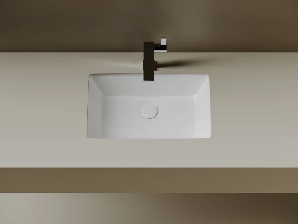 Раковина встраиваемая снизу Ceramicanova Era CN15004 53 глянцевая белая, прямоугольная