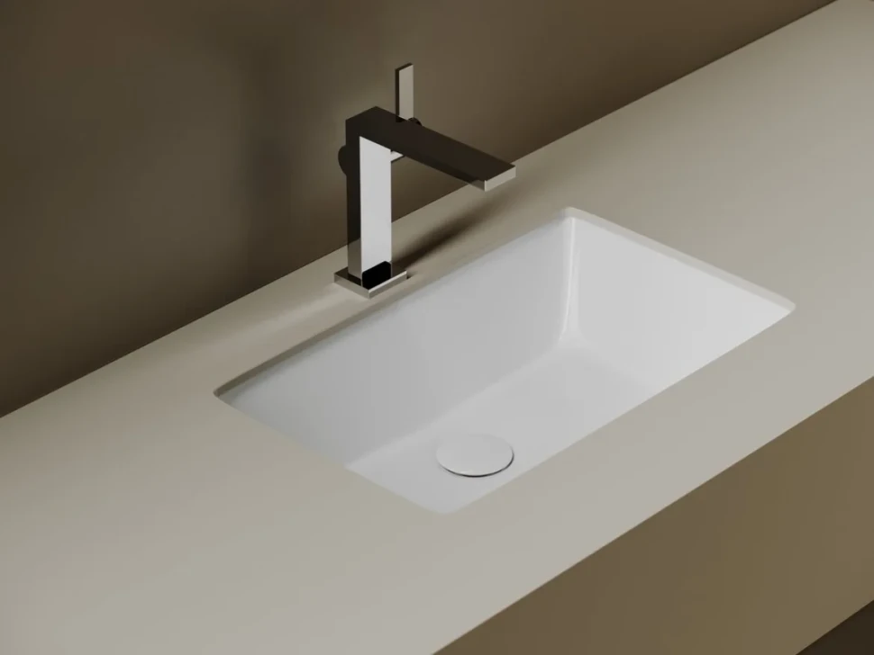Раковина встраиваемая снизу Ceramicanova Era CN15004 53 глянцевая белая, прямоугольная