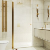 Душевая дверь в нишу Maybahglass MGD-808-3 80 см, профиль золото, стекло сатин