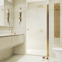 Душевая дверь в нишу Maybahglass MGD-808-3 80 см, профиль золото, стекло сатин