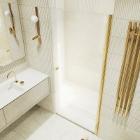 Душевая дверь в нишу Maybahglass MGD-808-3 80 см, профиль золото, стекло сатин