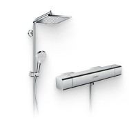 Душевой комплект Термостат Hansgrohe Ecostat E 15773000 для душа + Стойка Crometta E 240 1jet Showerpipe Reno 27289000 EcoSmart