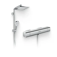 Душевой комплект Термостат Hansgrohe Ecostat E 15773000 для душа + Стойка Crometta E 240 1jet Showerpipe Reno 27289000 EcoSmart